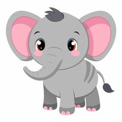 Cute Cartoon Baby Elephant Illustration