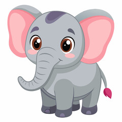 Cute Cartoon Baby Elephant Illustration
