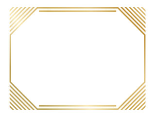 Golden frame featuring diagonal stripes in the corners, providing a refined and decorative touch for certificates, invitations, or artwork, adding a touch of elegance and luxury