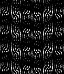 Black and white abstract background. Grid with wavy dotted lines .
