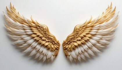 Gold Angel Wings on White Background: A Symbol of Hope and Freedom