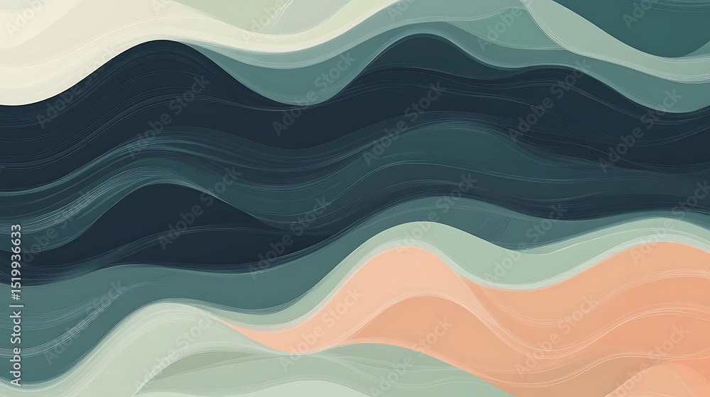 Poster abstract layered waves in muted color palette showcasing a flowing design ideal for digital backgrou