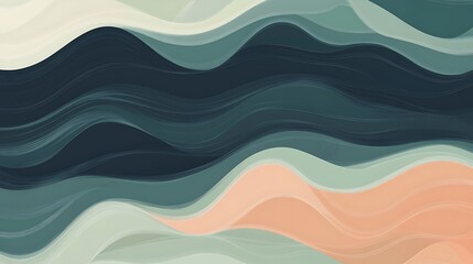Abstract layered waves in muted color palette showcasing a flowing design ideal for digital backgrounds and artistic projects emphasizing serenity and natural textures.