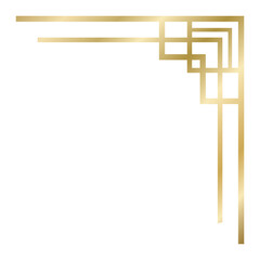 Elegant golden frame with art deco geometric design decorating a white background, perfect for adding a touch of luxury and sophistication to any project