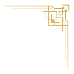 Elegant golden art deco corner ornament creating a geometric frame, enhancing designs with vintage sophistication and luxurious flair, perfect for invitations and celebrations