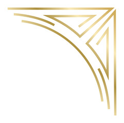 Elegant golden art deco corner with rounded and straight lines forming a decorative frame, perfect for adding a touch of vintage sophistication to designs