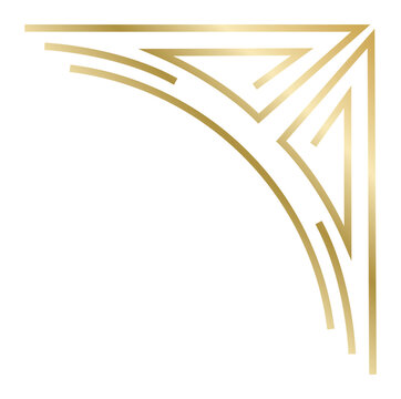 Elegant golden art deco corner with rounded and straight lines forming a decorative frame, perfect for adding a touch of vintage sophistication to designs