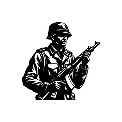 Fototapeta premium Happy 4th of July Military Vector American Army Silhouette with Weapon