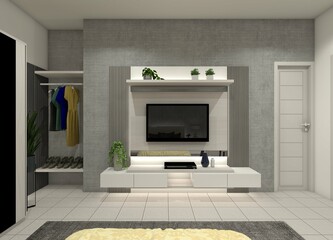 Modern 3D TV cabinet design for bedroom and living room interiors