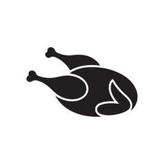 Fototapeta premium Roast turkey or chicken symbol. Chicken silhouette icon