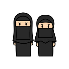 Cute Muslim Women In Traditional Arab Dress Niqab