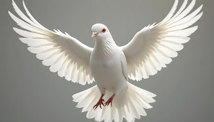 White dove flying wings spread peace symbol bird freedom serenity graceful art