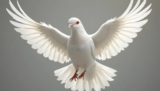 White dove flying wings spread peace symbol bird freedom serenity graceful art