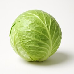 Fresh Green Cabbage Head isolated on White Background