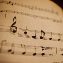  Vintage Sheet Music with Musical Notes – Classical Piano Composition and Melody Notation on Paper