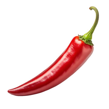Isolated red chili pepper spicy food ingredient cooking recipe on transparent background