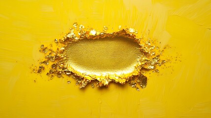 A radiant gold smear in the center, vibrantly against a fresh lemon yellow background, creating a clean and bold design.
