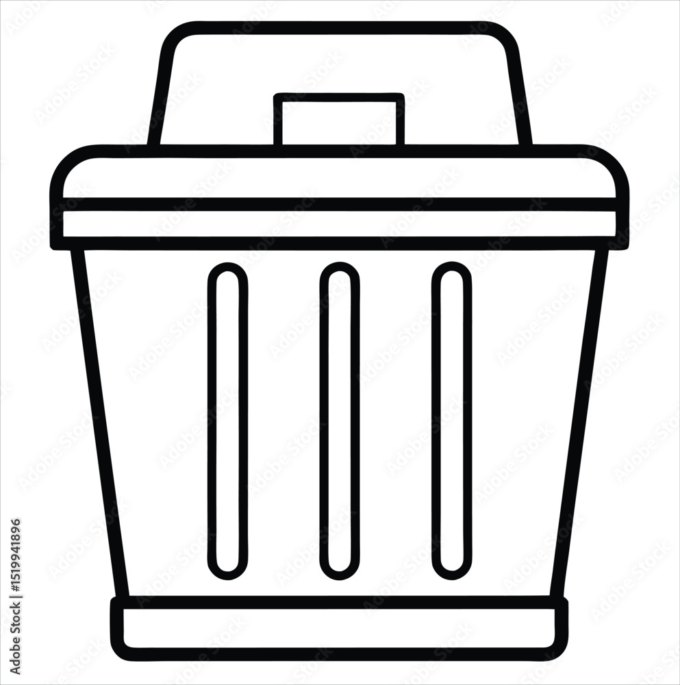 Poster simple line drawing of a trash can isolated on a white background. best for poster design icon sign 