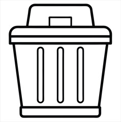 Simple line drawing of a trash can isolated on a white background. Best for poster design icon sign vector sketch freehand outline hand drawn picture sketchy silhouette illustration