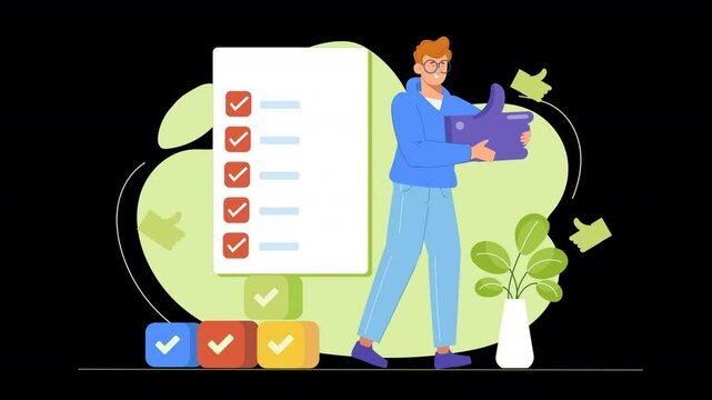 Referral Marketing Program Flat Design Character Looping Animation Scene