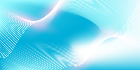 Abstract blue gradient background with shining lines waves. Minimalist background for banner, poster, cover, brochure, flyer, website
