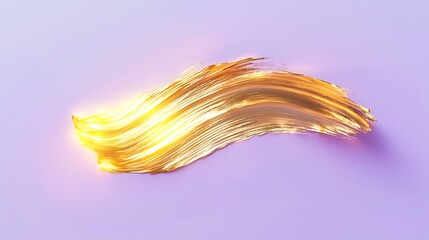 A radiant gold smear stroke glowing brightly on a pastel lilac background, creating a refined and minimalist look.