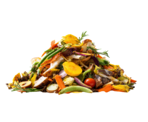 Compost heap of colorful vegetable scraps for eco-friendly gardening