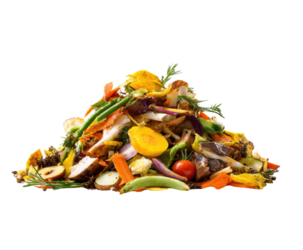 Compost heap of colorful vegetable scraps for eco-friendly gardening