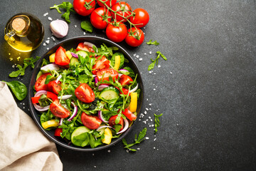 Fresh salad with leaves and vegetables.