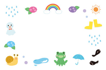 梅雨素材のフレーム　イラスト
