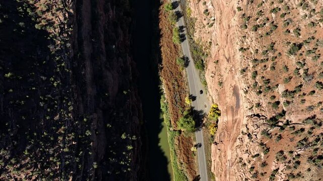 Aerial shot of the amazing and rugged desert landscape along the Dolores River in Western Colorado.