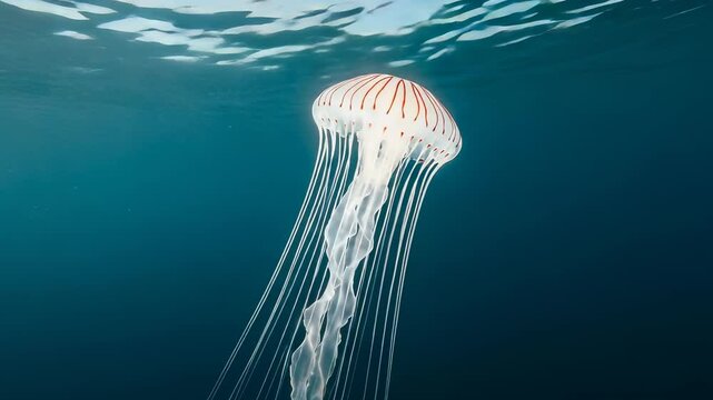 Graceful Jellyfish Drifting in the Ocean Depths, Undersea World Underwater Wildlife, Marine Life