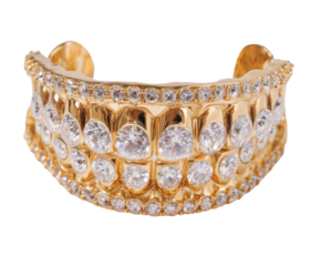 Gold grill with rhinestones for fashion statement and style