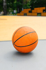 Basketball ball on the basketball court