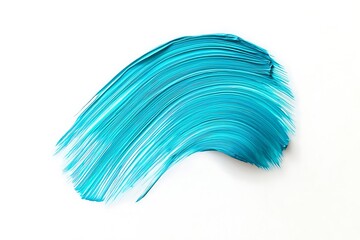A rich turquoise brushstroke isolated on white, with a smooth, subtle turquoise smear blending outward, creating a minimalist, refined abstract composition.