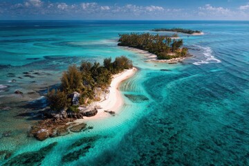 Fototapeta premium Tropical Island Paradise with Turquoise Water and White Sands