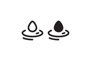 Simple icon of water droplets with ripples on white background.