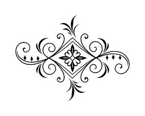 Elegant Black and White Floral Ornament Design Element