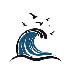 Ocean wave birds flying abstract design
