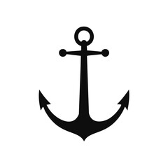 Simple black anchor nautical icon graphic design