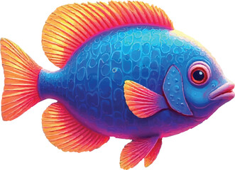 Colorful cartoon tropical fish illustration vector art