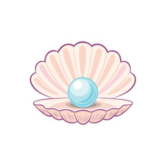 Single pearl inside open seashell ocean treasure