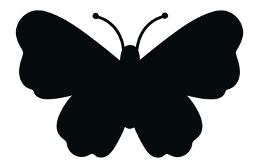 Butterfly silhouette icon featuring spread wings and antennae, symbolizing nature, beauty, transformation, and freedom for elegant design projects