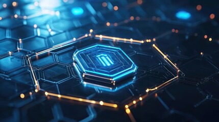 Futuristic Technology Hexagon Network, Abstract Digital Concept