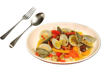 thai clams curry with spoon