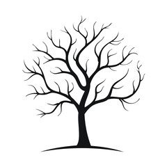 Bare tree silhouette winter nature illustration