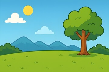 Fototapeta premium landscape with trees and clouds