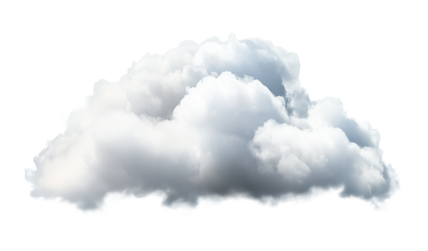 Realistic white cloud floating on transparent background