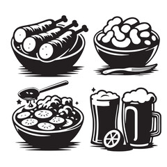 Black Bangers and Mash Silhouette Vector, High Quality Illustration on White Background