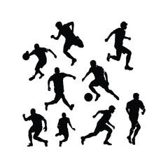 Football Silhouettes set Clipart on a white Background